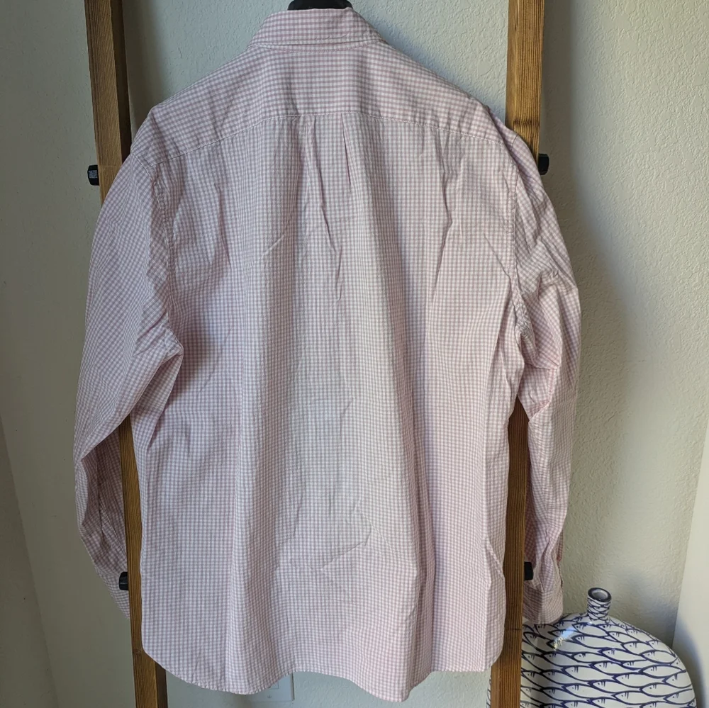 NWT J.Crew Men's Pink & White Checkered Classic Stretch Button Down Shirt-Size L